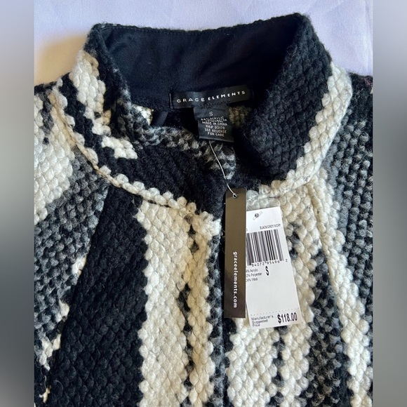 Grace Elements Women's Black Gray Knit Coatigan Cardigan Jacket Size S NWT - Picture 2 of 7